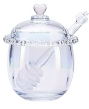 KARACA Rory Glass Honey Pot - 9 cm Glass Honey Pot For Stylish Serving and Storage of Honey - Timeless Elegant Design and First Class Quality for Your Kitchen