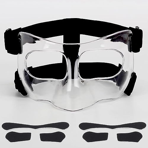HIAARO QK01C Nose Guard for Broken Nose, Face Shield Masks for Soccer, Basketball, and Other Sports Protect, Adjustable, and Clear for Adults and Teenagers, Suitable for Men and Women