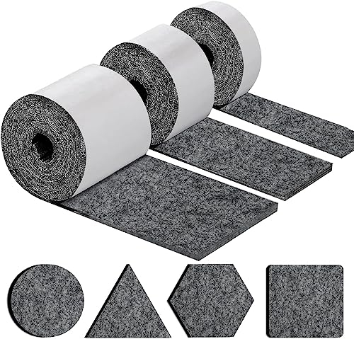 shinfly Filzgleiter Selbstklebend 4mm Dicker, Filz Selbstklebend Möbelgleiter(100cm*10cm+100cm*5cm+100cm*2cm), Schneiden Sie Jede Form, Stark Klebendes Filzgleiter für Stühle Möbel - Dunkelgrau