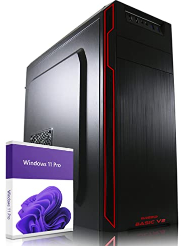 Greed® Basic V2 PC mit AMD Ryzen 5 4600G - Schneller Rechner + Computer für Büro & Home Office mit 4,2 GHZ, 8GB RAM/Arbeitsspeicher - 256 GB SSD - DVD+RW - USB3.1 - WLAN, inkl. Windows 11 Pro