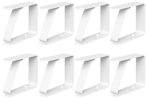 virea 8 x Tischtuchklammern Weiß für Plattenstärke von 3cm - - Tischdeckenklammern aus Edelstahl für innen und außen - - Leicht abwaschbare Tischtuchklemmen - - Klemmen mit abgerundeten Kanten