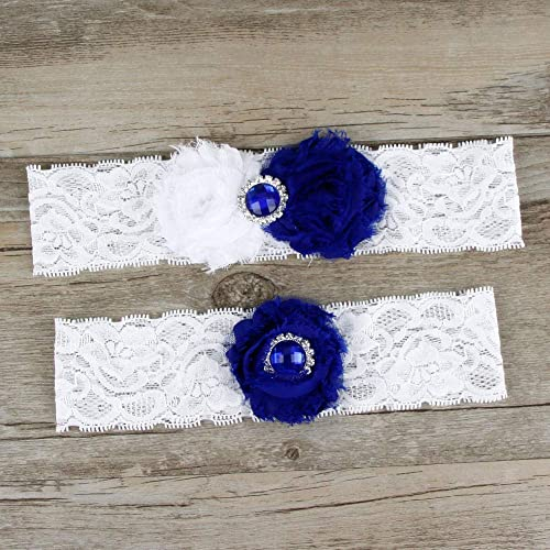 TONZN Giarrettiera Elasticizzata con Fiocco in Pizzo, Giarrettiera per Gamba in Pizzo con Fiore Piatto da Sposa-Bianco_Taglia Unica (Bianco Taglia Unica) (Bianco Taglia Unica)