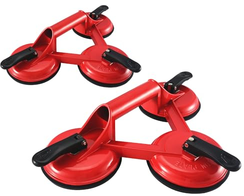 Werkzeugkönig Glassauger - 3 fach Vakuum Saugheber 170 kg Aluminium pulverbeschichtet - 2er Set