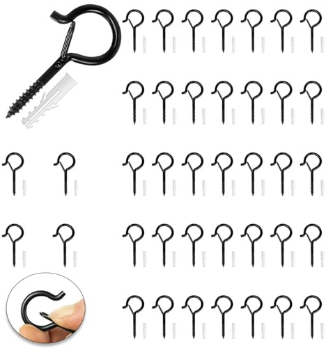 40PCS Edelstahl Schraubhaken Metallhaken Zum Einhängen Edelstahl Hakenschrauben Mit Sicherung Deckenhaken Wandhaken zum Aufhängen Topfplanzen für Pflanzenkörben Vogelhäuschen Windspielen Lichterketten