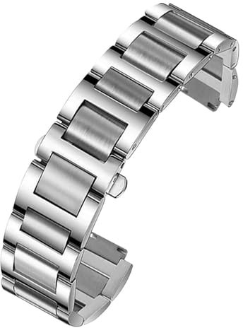 dayeer Edelstahl Lug End Strap für Cartier W6920046 Ballon Bleu Serie Armband Damen Herren Armband (Color : Silver, Size : 16-8mm)