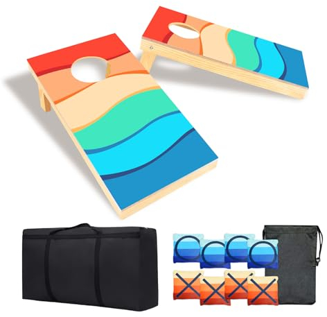 FESHIR Tragbares Cornhole-Spiel-Set mit 6 Sitzsäcken und 1 Tragetasche, ausgezeichnet für drinnen und draußen, lustige gefüllte Cornhole Sets