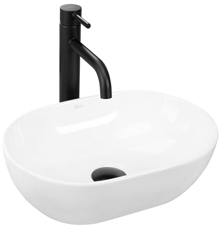 Rea Lavabo da Appoggio AMELIA MINI Lavabo bagno 26 x 38 x 12 cm Ceramica (Bianco)