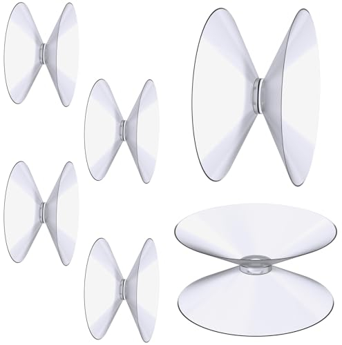 Flintronic Doppelseitige Saugnäpfe, 6 Stück Kleine Saugnäpfe 40mm, Transparente PVC Kunststoff Saugnapf, Rutschfest Plastiksauger Saugknopf Haken für Glasplatte, Glastischspiegel, Fenster, Dekoration