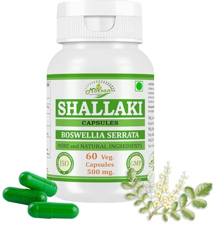 Morsan Nutraveda Boswellia Serrata (Shallaki) Capsules, Herbal Supplement for Joint Support, Pack of 60 x 500 mg. Each Veg. Capsules (Pack of 1)