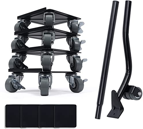 HOTOOLME 4er Möbeltransport-Set Möbeltransporthilfe Möbelroller Max. Tragfähigkeit 1300kg Möbelrollen Kohlenstoffstahl mit 4-PP-Rädern Transportroller für Schwere Möbel Werkstatt