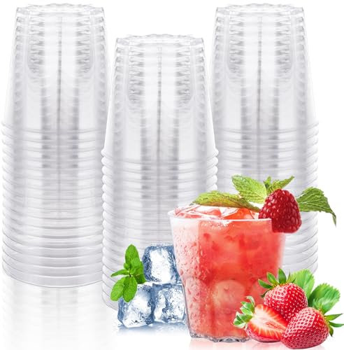 CYEER 100 PCS Clear Plastic Cocktail Glasses, 7oz Cups, Reusable Wine Tumblers, 200ml Small Party Cups for Camping, Picnic, BBQ