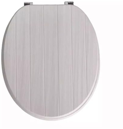 18 Universal MDF WC Toilet Seat – Easy Fit with Strong Zinc Alloy Hinges, Smooth Wipe Surface – Fits All Water Closets (Tongue & Cream Groove Wooden)