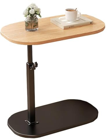 WPJBDS Höhenverstellbarer Beistelltisch, Kleine Couch-arm-tabletttische, C-förmiger Sofa-beistelltisch, Snack-Tisch Für Schlafzimmer, Wohnzimmer(Color:Holzfarbe)