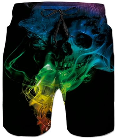 Belovecol Costume da Bagno di Media Lunghezza da Uomo con Stampa 3D Grafica Teschio Pantaloncini da Spiaggia Estivi Costume da Surf Loose Fit XL
