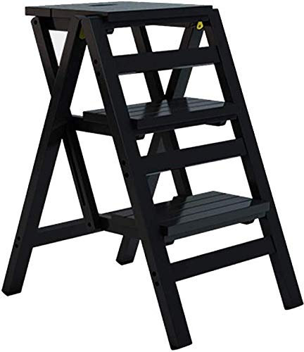 Taburete plegable de madera, multifuncional, escalera para el hogar, banco de zapatos, soporte para flores, silla de escalera de 4 escalones