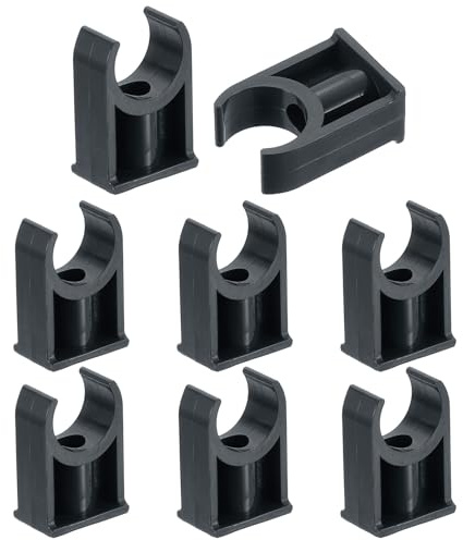 sourcing map Lot de 8 colliers de serrage en PVC pour tuyaux d'eau en forme de U, support de tube d'irrigation pour plateaux TV, supports de tuyau, support de tuyau, tube de support de tuyau, noir
