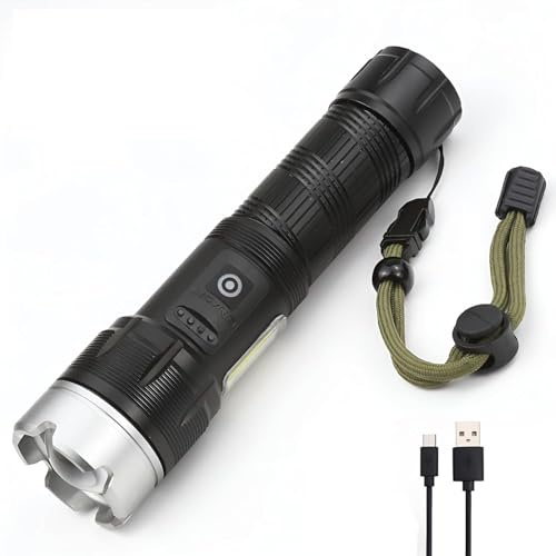 BESTSUN Torches LED Super Bright Rechargeable, 800000 Lumens High Power Torch with COB Side Light, Powerful Flashlight, Waterproof 7 Modes Tactical Flash Light for Camping, Emergencies