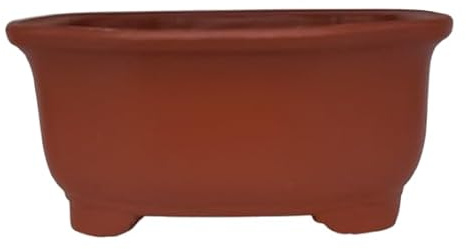 Genérico BIOMATA Maceta Bonsai Ceramica para Shohin 14x12x6,5 cm cm | Maceta Mokko Gres Roja | Maceta para Bonsai Resistente a Cualquier Clima | Tiesto Ceramica con Drenaje Base Plana