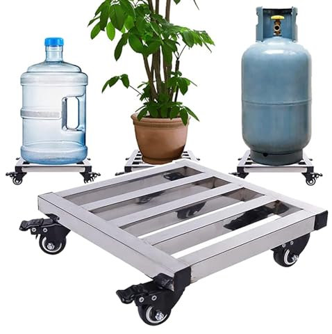 DONGGANSHI Carrello portavasi per Piante, Carrello portavasi per Fiori, Carrello portavasi bloccabile/portavasi per Piante, per Giardino, esterno/argento/50 cm
