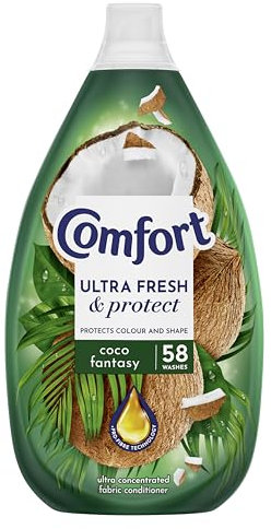 Comfort Ultra Fresh & Protect Coco Fantasy Fabric Conditioner softener with Pro-Fibre Technology Protects Colour and Shape 58 washes (870 ml)