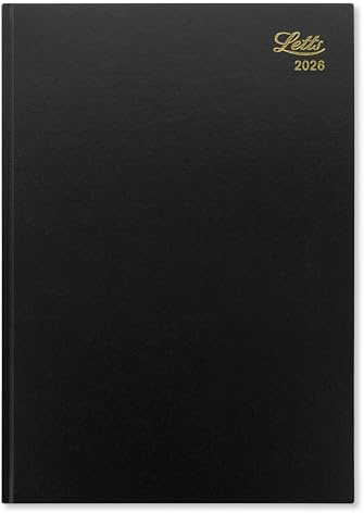 Letts of London 26-T31ZBK Standard-T31ZBK Terminplaner 2026, A4, Wochenansicht, Schwarz