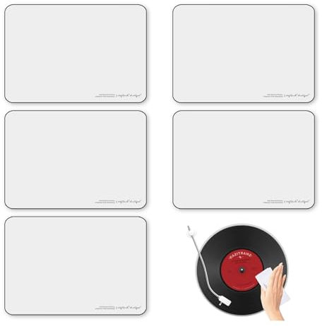 Vinyl Record Cleaning Cloth, 5 Pack Anti-Static CD Cleaning Cloth - Ultra-Soft Microfibre Lint-Free Kit for LP/CD/DVD | 9.4x6.5 Non-Shedding Cloths Removes Dust & Debris with Zero Fibre Loss