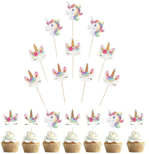 48 PCS Einhorn Tasse Kuchen Toppers Kuchen Topper Picks für Kinder Geburtstag Party Kuchen Dekoration
