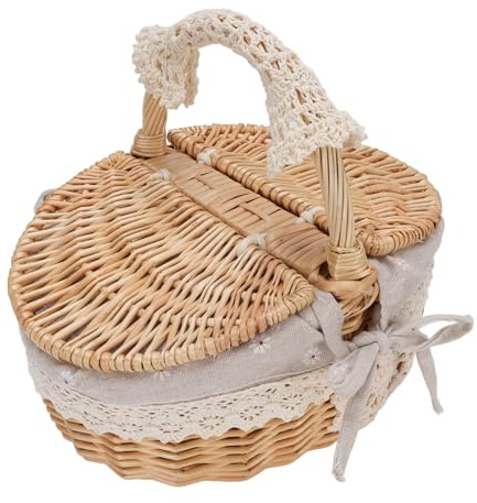 Yechiry Weidenpicknickkorb, Picknickkorb, Leerer Picknickkorb mit Abnehmbarem Liner Zum Campen, Ostern, Muttertag, Outdoor -Aktivitäten (Gänseblümchen)