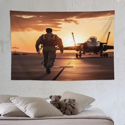 Flugzeug Fighter Wandteppich Kunst Wandteppiche Aesthetic Wand Teppiche,für Wohnzimmer Tapestry Schlafzimmer Tapisserie Schlafsaal Deko 150×230cm