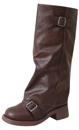 Generisch Bottes montantes au genou en peau de mouton avec pompons en caoutchouc creux pour femme et fille Taille 24
