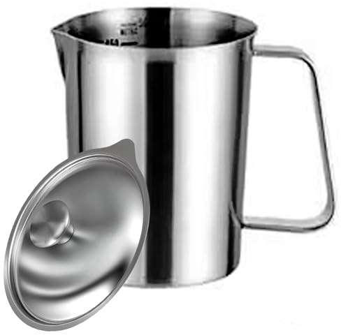 Tazze professionali per latte e caffè, 4 dimensioni, 500 ml, 1000 ml, 1500 ml, 2000 ml, coperchio di chiusura con chiusura a scatto, robusto in acciaio antiruggine, pratico bricco per latte e caffè