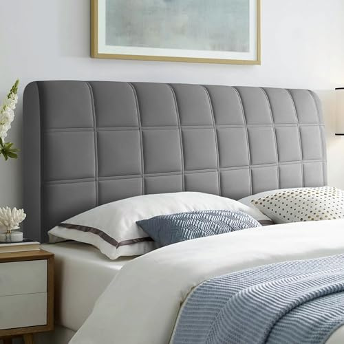 Songella Bettkopfteil Hussen Quadratisch Bett Kopfteil Bezug Verdicken Gesteppt Weicher Kopfteilbezug Für Schlafzimmer, Dunkelgrau, 180cm