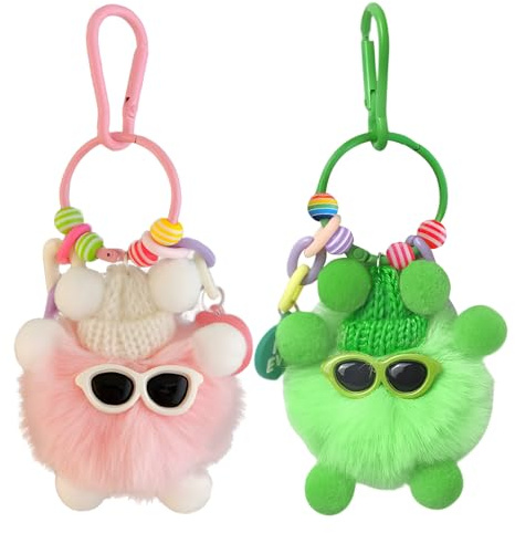 Nievajio 2 llaveros de peluche, llaveros escolares, amuletos de la suerte, para el comienzo del cole, para decoración de mochila, decoración de bolsos y monedero
