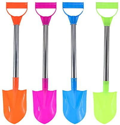 BEAHING Set Pala da Neve per Bambini 4 Pezzi, Vanghe da scavo in plastica con Manici in Acciaio Inossidabile, Colori Casuali