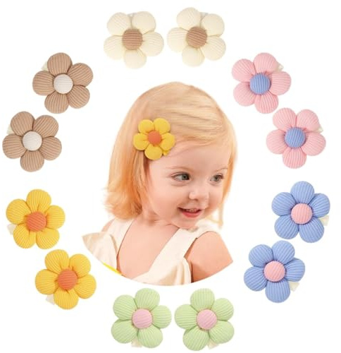 VelvetGlow 12 Stück Blumen-Haarspangen, rutschfeste Blumen-Schleifen, Alligator-Spangen, Haarschmuck für kleine Mädchen, Kleinkinder, Teenager und Frauen