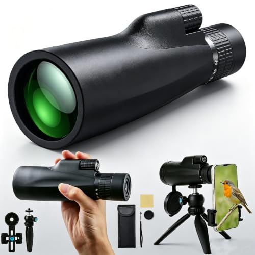 10-30x50 HD Zoom Monocular with Smartphone Adapter Tripod,Monocular for Adults -BAK4 Prism and FMC Lens IP67 Waterproof for Bird Watching Camping Hiking Travel Scenery