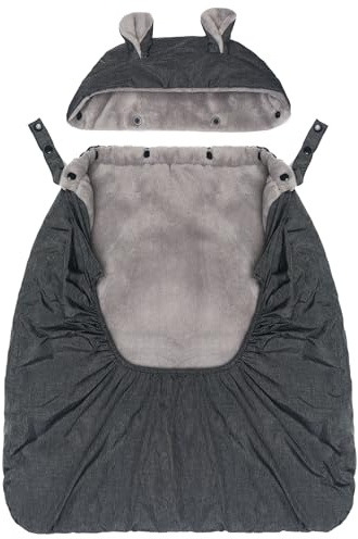 Fillikid Tragecover für Kindertrage, Coralfleece | Universal-Wetterschutz für Babytrage, wind- & wasserabweisend, abnehmbare Kapuze mit Ohren