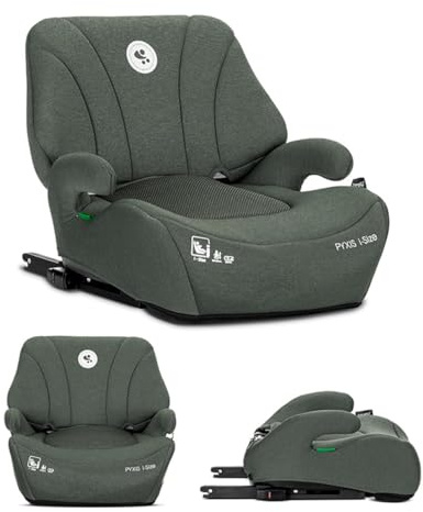 Lorelli Kindersitzerhöhung Isofix Pyxis 125 bis 150 cm (6-12 Jahre) i-Size Norm R129, Autositzerhöhung, tragbare Sitzerhöhung, Kindersitz, Autositz Erhöhungen für Kinder, Grün