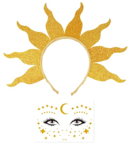 1 Flame Headband And 1 Face Sticker, The Sun-Shaped Lights Are Flashing, And The Colors Are Eye-Catching. It Is Suitable For Adult And Children'S Parties, Performances And Holiday Dress-Up.