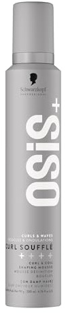 Schwarzkopf Mousse coiffante professionnelle OSiS+ Curl Soufflé pour boucles et ondulations, tenue légère, rebond et définition pour cheveux humides, 200 ml