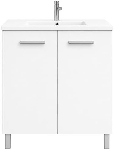 EL BAÑO MODERNO Mueble Baño 60cm Lavabo Baño No Incluye Espejo | Bajo Lavabo Compacto Preinstalado de Fábrica · Lavabo con Pie de Porcelana Ideal