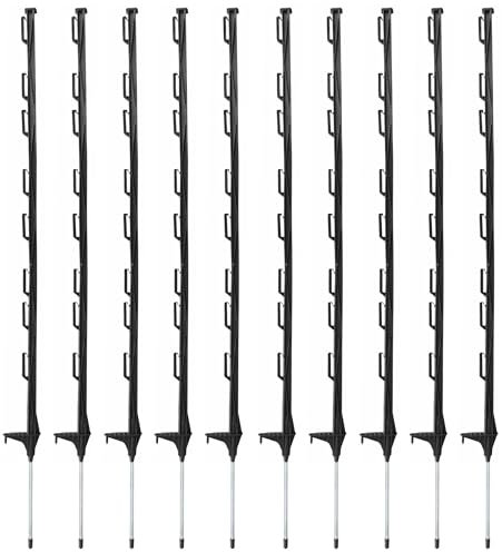 10 x 4ft Black Electric Fence Plastic Poly Posts Temporary Fencing Horse Paddock Line Stakes Poles