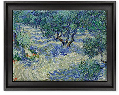 ConKrea - Quadro su Tela Canvas INTELAIATO - con Cornice - Olive Orchard - Ulivi per Van Gogh - 30x40cm - Stile Contemporaneo Nero - (cod.2659)