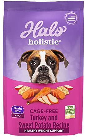 Halo Holistic Dog Food Cage Free Turkey & Sweet Potato Formula, Grain Free Dry Dog Food, For Healthy Weight Support, Kibble for Adult Dogs, 21 lb Bag