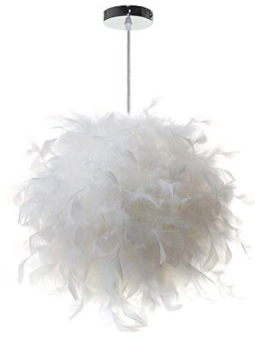 STOEX - Lámpara colgante de lámpara de pluma, color blanco, diseño de esfera, E27, 40 W, para decoración de dormitorio, regalo de niño