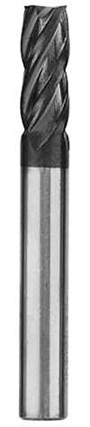 1/4 Carbide Square End Mill, HRC 45 Deg Single End 4 Flute AlTiN Coating Mill Bits