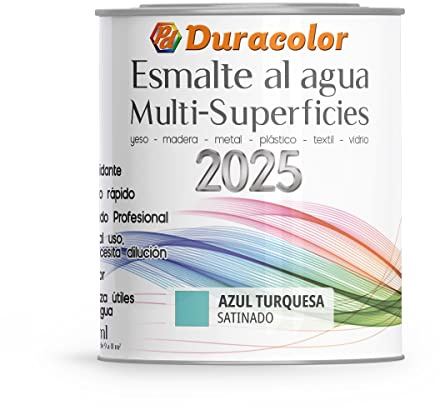 B BRIDECO Esmalte al Agua Multi Superficie - Color Satinado Turquesa - 750 ml - Acabado Brillante - Sin Olor - Resistente a Golpes, Roces y Manchas - Antioxidante - Rápido Secado - Duracolor