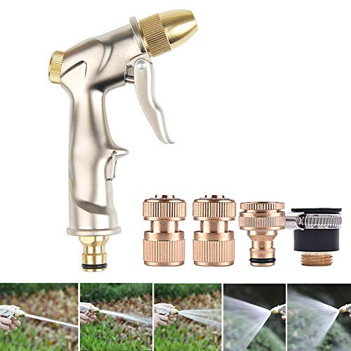 MHGLOVES Hochdruck Gartenbrause, Metall Garten Handbrause Mit 5 Sprühbilder,Robust Und Leistungsstark,Garten-Spritzpistolen Für Autowaschanlagen, Garten Bewässerun