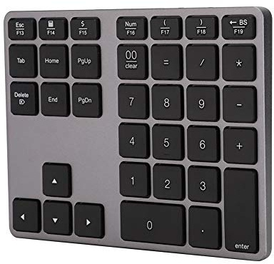 Goshyda Teclado numérico inalámbrico, Bluetooth portátil Teclado numérico de 35 Teclas numéricas con Capacidad de batería de 300 mAh para computadora portátil, teléfono Inteligente y teléfono(Gris)
