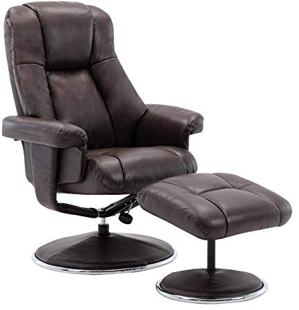 Morris Living The Denver Swivel Recliner Chair & Footstool - Genuine Leather - Brown